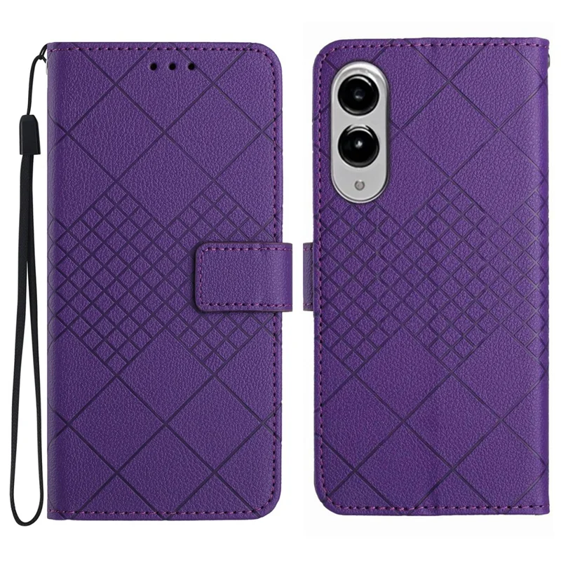 Capa de Carteira para Samsung Galaxy S25 Edge com Impressão em Couro PU, Flip Folio - Roxo Escuro