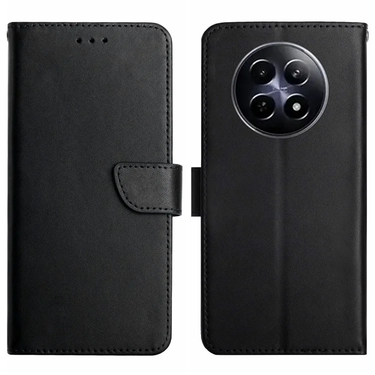 Capa para Realme 13+ 5G / 13 Pro 5G (China) em Couro Genuíno de Vaca com Textura Nappa - Preto