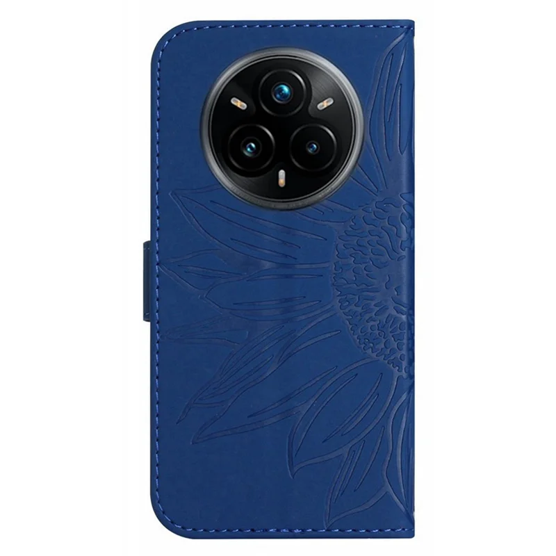 Voor Realme 14 Pro+ 5G hoesje met zonnebloemprint Lederen portemonnee telefoonhoes met polsbandje - Saflir