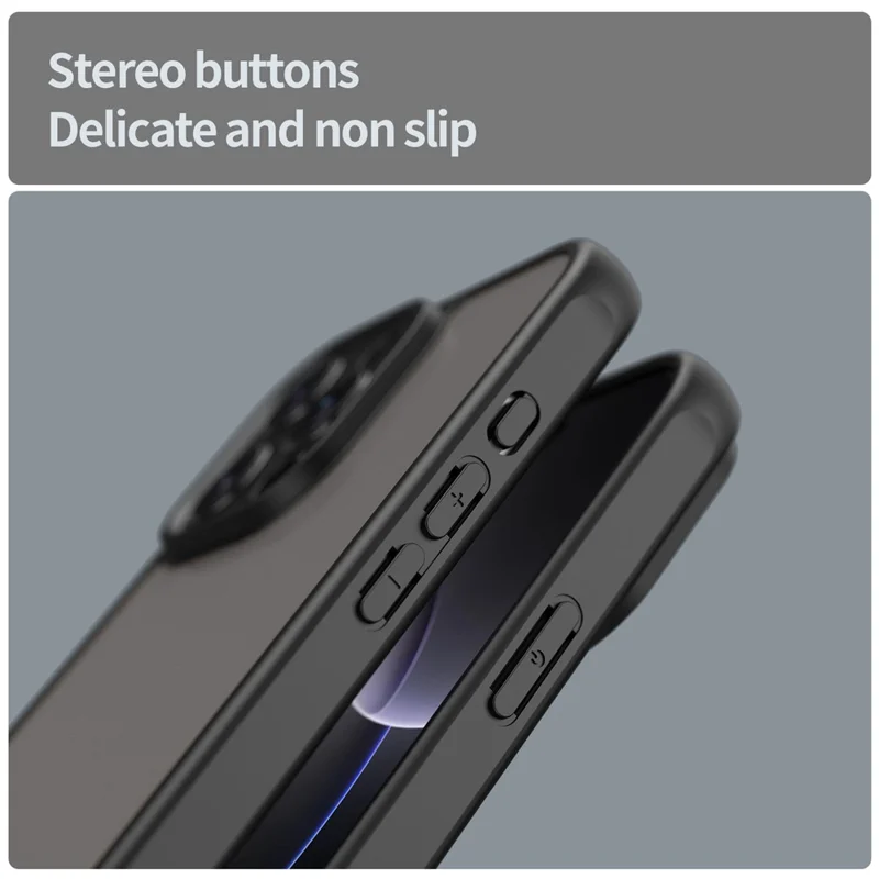 For iPhone 16 Pro Max Case Drop Proof Airbags Frosted Translucent PC + TPU Phone Back Cover - Black