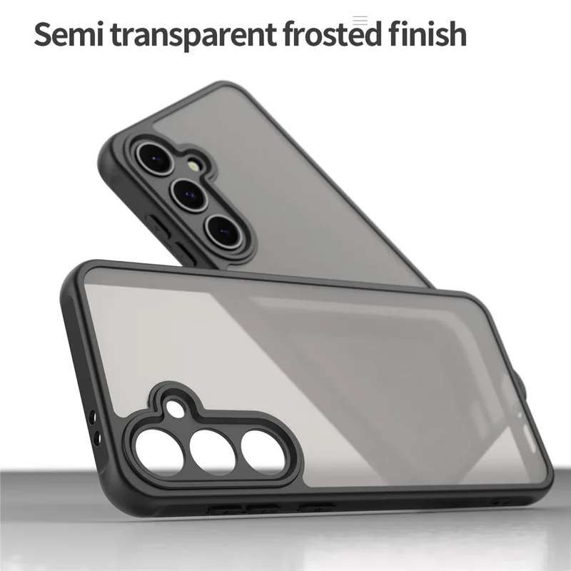 For Samsung Galaxy S24 FE Case Drop Proof Airbags Frosted Translucent PC + TPU Phone Back Cover - Black