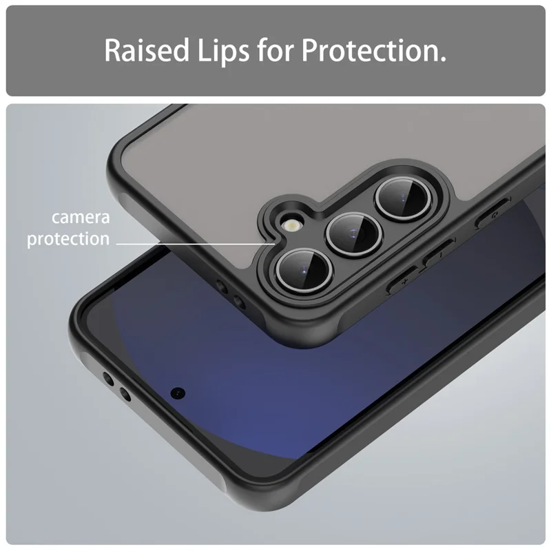 For Samsung Galaxy S24 FE Case Drop Proof Airbags Frosted Translucent PC + TPU Phone Back Cover - Black