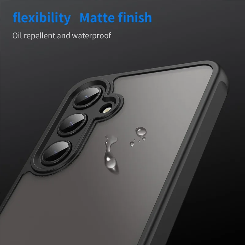 For Samsung Galaxy S24 FE Case Drop Proof Airbags Frosted Translucent PC + TPU Phone Back Cover - Black