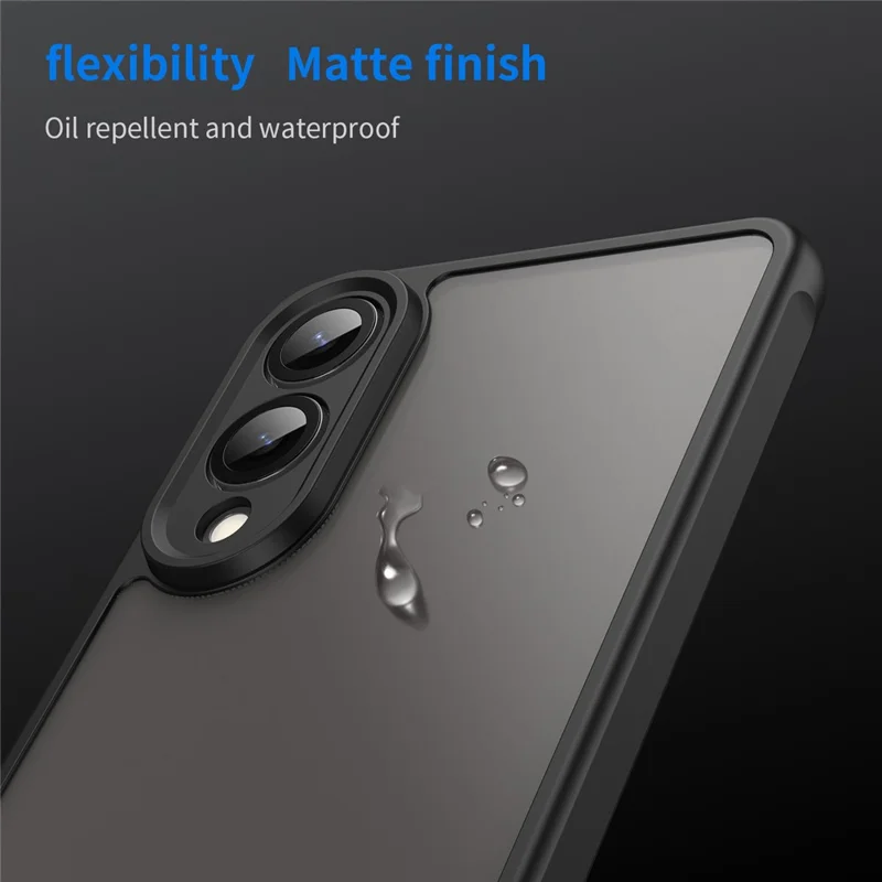 For Samsung Galaxy S25 Slim / S25 Edge Case Drop Proof Airbags Frosted Translucent PC + TPU Phone Back Cover - Black