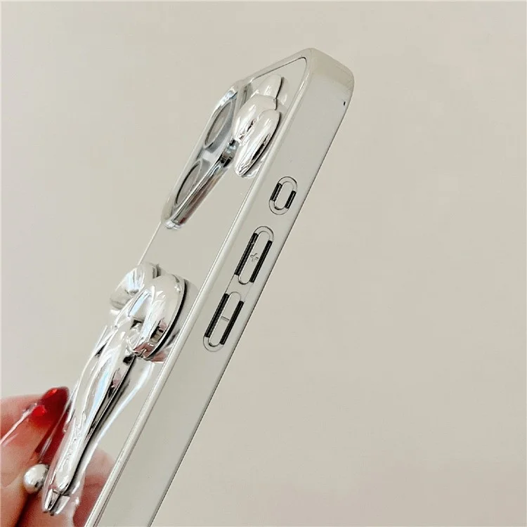 For iPhone 16 Case 3D Bowknot Mirror Surface Design Phone Back Cover with Strap