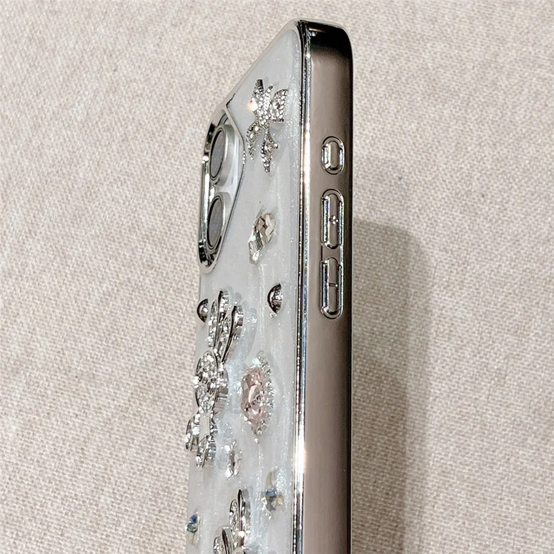 For iPhone 16 Case Glitter Rabbit Epoxy Protective Hybrid Phone Cover with Strap