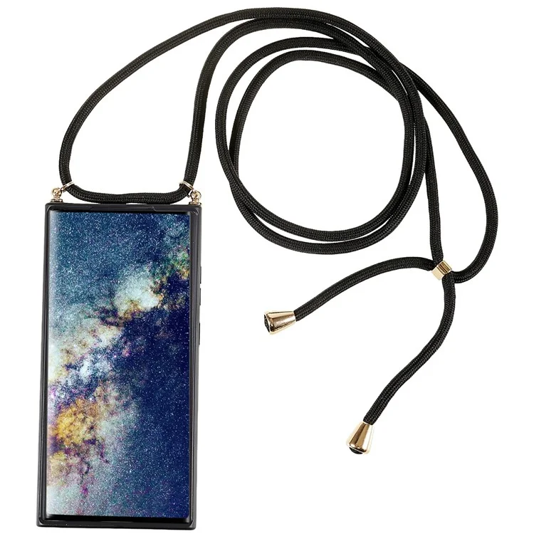 For Samsung Galaxy S25 Ultra Case Biodegradable Wheat Straw+TPU Phone Cover with Long Lanyard - Black