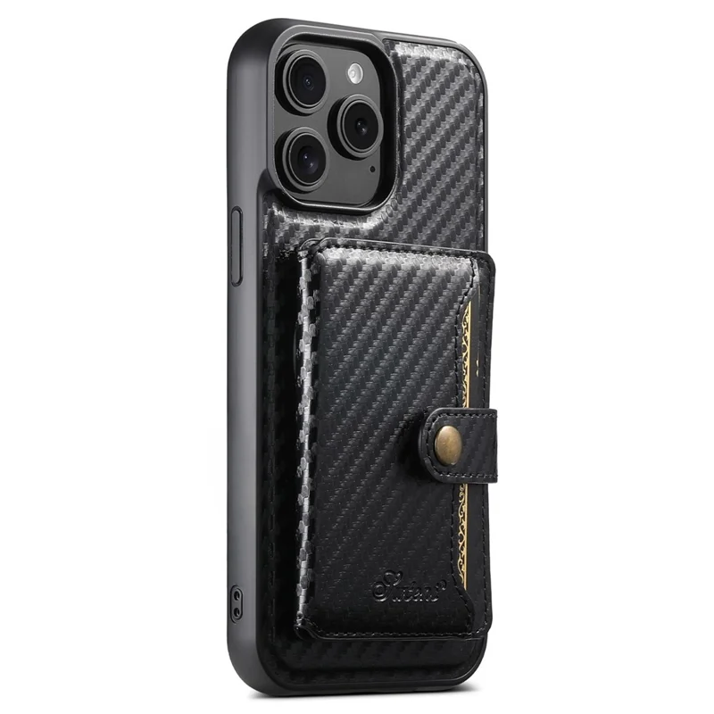SUTENI G3 For iPhone 12 / 12 Pro Magnetic Case Rotating Kickstand Carbon Fiber Texture Leather Phone Back Cover