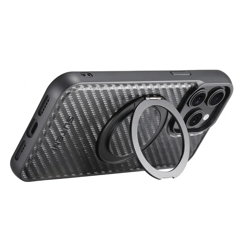SUTENI G3 For iPhone 13 Pro Magnetic Case Rotating Kickstand Carbon Fiber Texture Leather Phone Back Cover