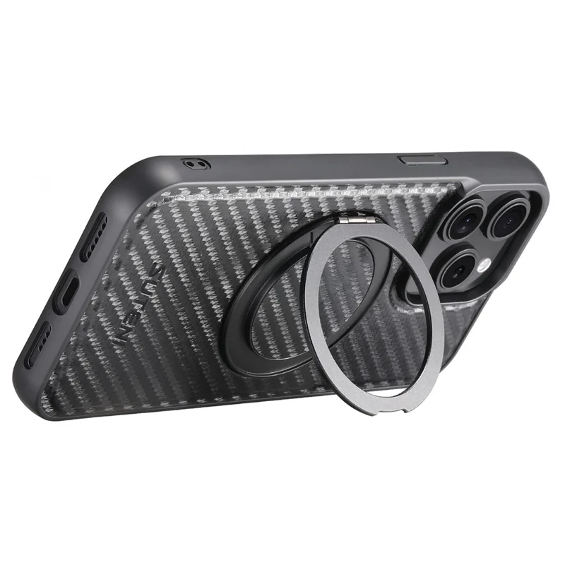 SUTENI G3 For iPhone 13 Pro Max Magnetic Case Rotating Kickstand Carbon Fiber Texture Leather Phone Back Cover