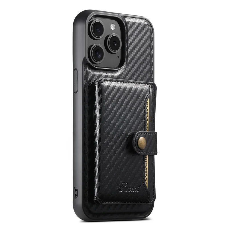 SUTENI G3 For iPhone 13 Pro Max Magnetic Case Rotating Kickstand Carbon Fiber Texture Leather Phone Back Cover