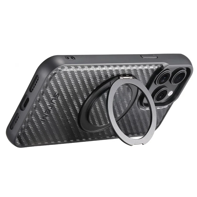 SUTENI G3 For iPhone 14 Pro Max Magnetic Case 360 Degree Rotating Kickstand Carbon Fiber Texture PU Phone Back Cover