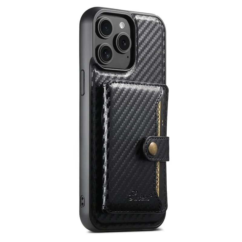 SUTENI G3 For iPhone 15 Pro Max Magnetic Case Rotating Kickstand Carbon Fiber Texture Leather Phone Back Cover