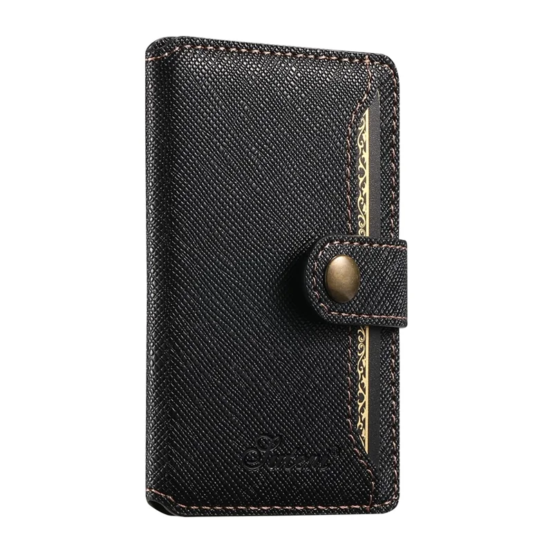 SUTENI H20 For iPhone 13 Pro Magnetic Case Cross Texture Phone Back Cover with Detachable Card Holder - Black