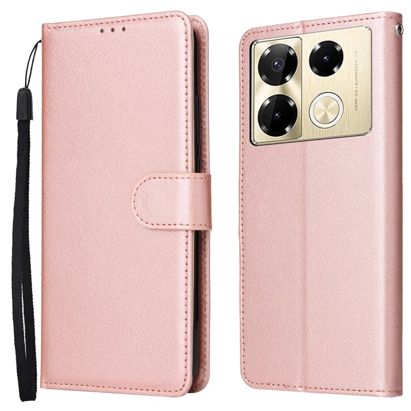 Phone Case For Infinix Note 40 Pro 4G / 5G / Note 40 Pro+ Wallet Stand View PU Leather Cover - Rose Gold