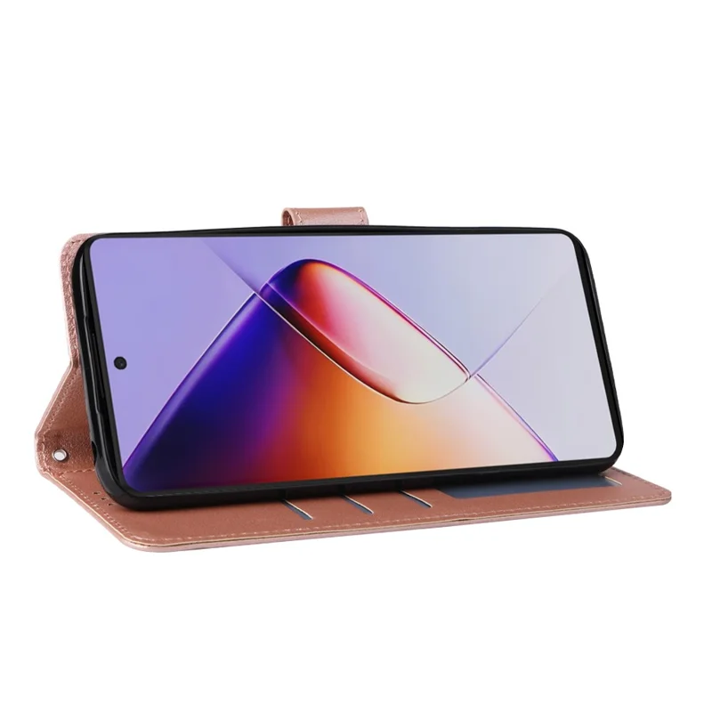 Phone Case For Infinix Note 40 Pro 4G / 5G / Note 40 Pro+ Wallet Stand View PU Leather Cover - Rose Gold