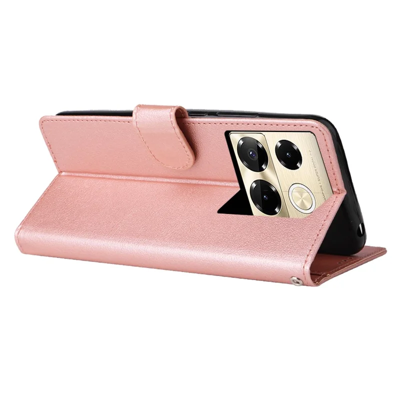 Phone Case For Infinix Note 40 Pro 4G / 5G / Note 40 Pro+ Wallet Stand View PU Leather Cover - Rose Gold
