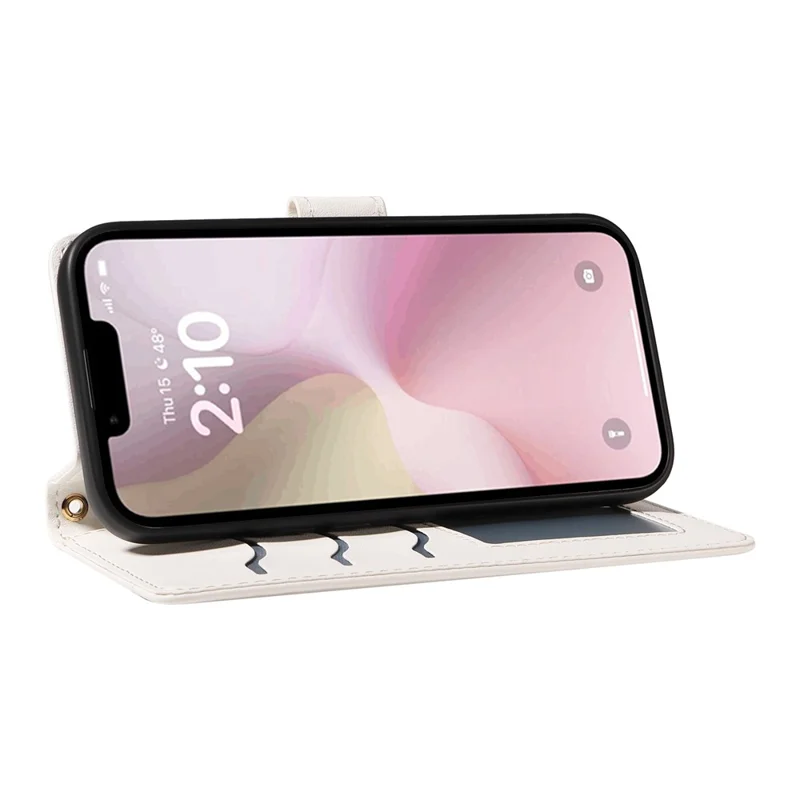 For iPhone 16e Wallet Case Rhombus Leather Phone Cover - White
