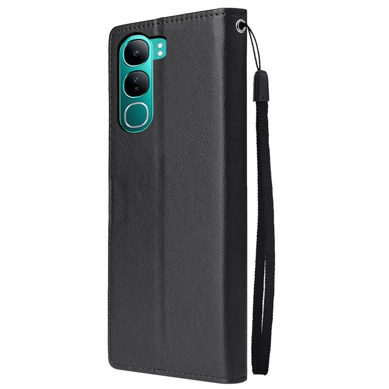 Phone Case For vivo Y300 5G / V40 Lite (Indonesia) 4G / 5G Wallet Stand View PU Leather Cover - Black