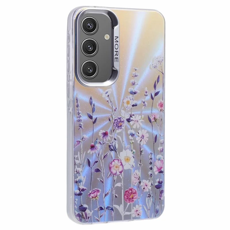 For Samsung Galaxy S25 Case PC + TPU Protective Phone Cover Laser Flower Pattern - AH1