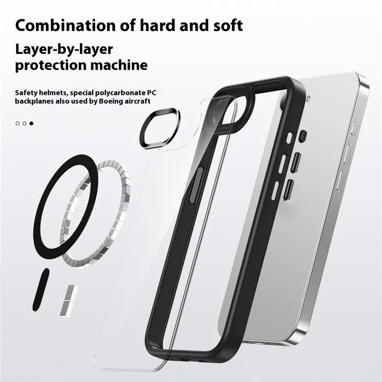 FULEXIN Funda para iPhone 16e Compatible con MagSafe Antigolpes TPU + PC - Negro