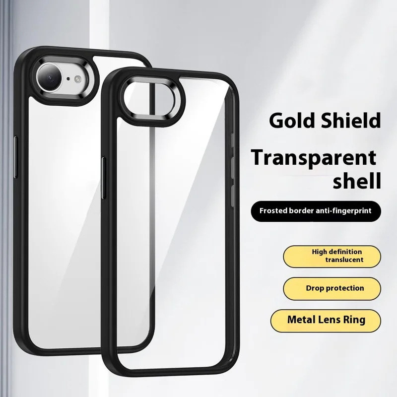 FULEXIN For iPhone 16e Case Anti Drop TPU + PC Crystal Clear Phone Cover - Black