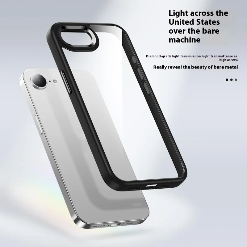 FULEXIN For iPhone 16e Case Anti Drop TPU + PC Crystal Clear Phone Cover - Black