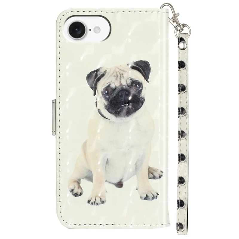For iPhone 17e / 16e Case 3D Pattern Printed Phone Leather Phone Cover - Dog