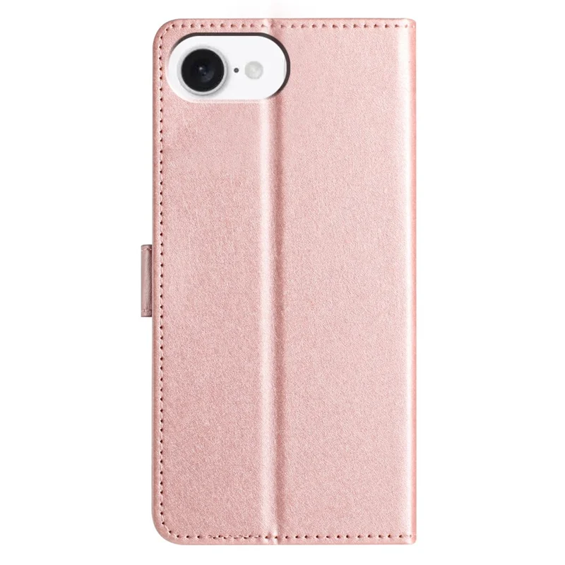 For iPhone 16e Wallet Case Leather Folio Phone Cover Magnetic Clasp - Rose Gold