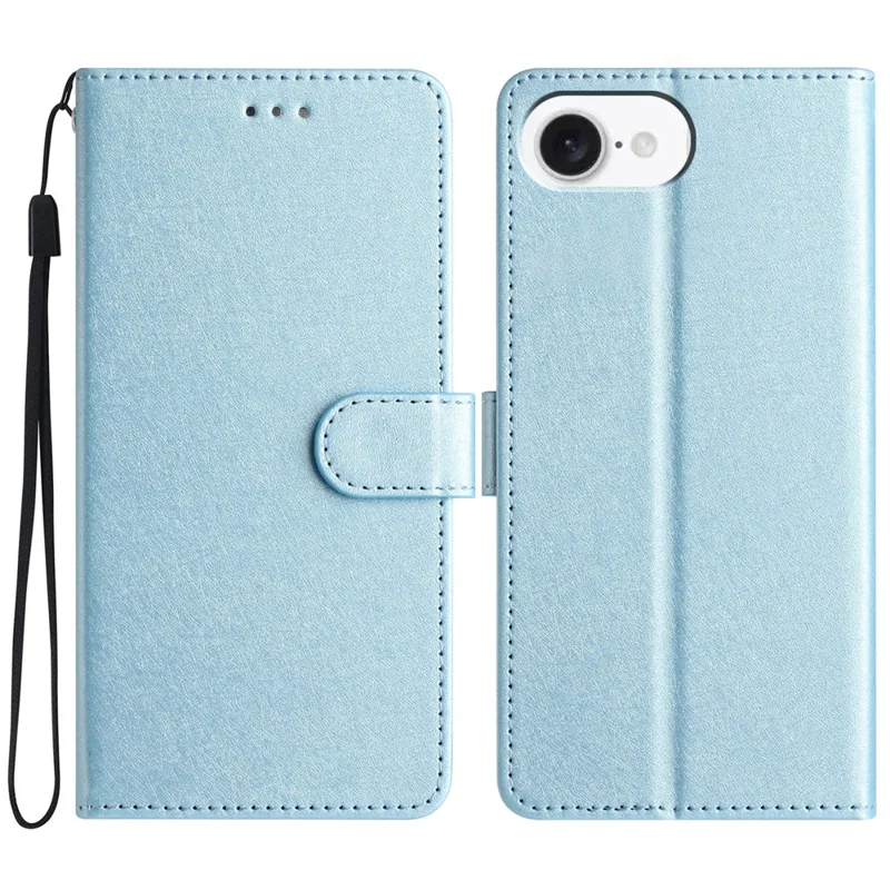 For iPhone 17e / 16e Wallet Case Leather Folio Phone Cover Magnetic Clasp - Baby Blue