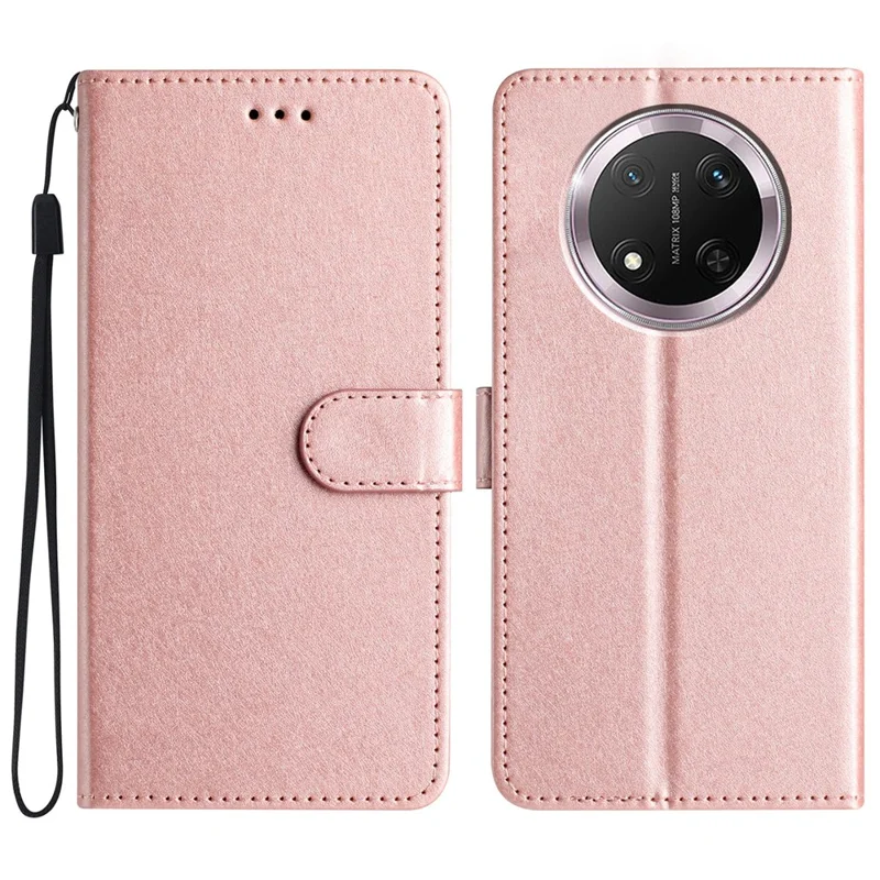 Wallet Case for Honor Magic7 Lite 5G / X60 Pro 5G / X9c 5G Leather Folio Phone Cover Magnetic Clasp - Rose Gold