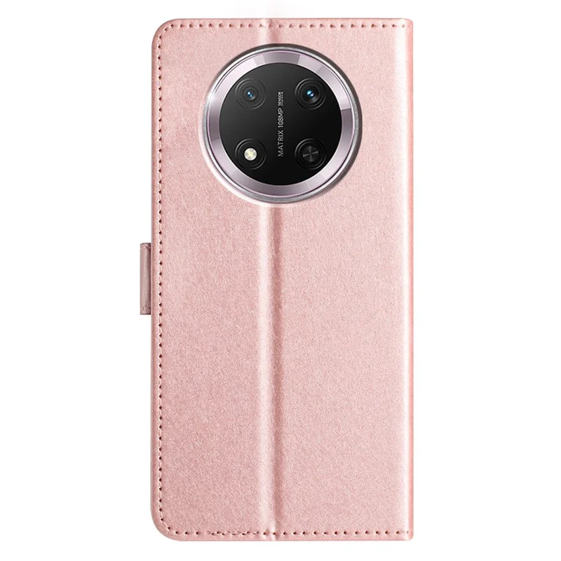 Wallet Case for Honor Magic7 Lite 5G / X60 Pro 5G / X9c 5G Leather Folio Phone Cover Magnetic Clasp - Rose Gold
