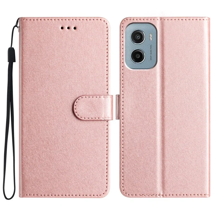 Per Motorola Moto G05 4G / E15 4G Cover a Portafoglio in Pelle Custodia Telefono con Chiusura Magnetica - Oro Rosa
