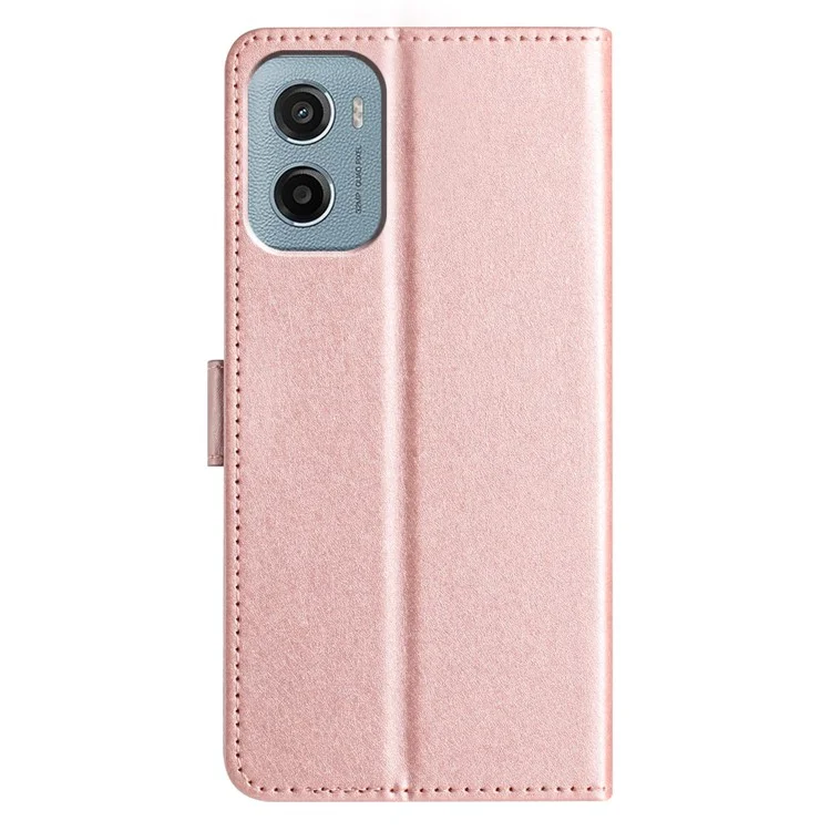 Per Motorola Moto G05 4G / E15 4G Cover a Portafoglio in Pelle Custodia Telefono con Chiusura Magnetica - Oro Rosa