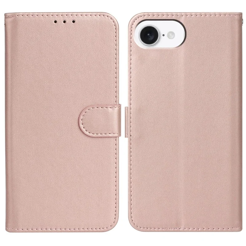 For iPhone 16e Case PU Leather Flip Phone Cover Wallet Card Slot Holder - Rose Gold
