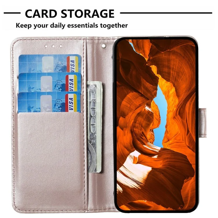 For Honor Magic7 Pro 5G Case PU Leather Flip Phone Cover Wallet Card Slot Holder - Rose Gold