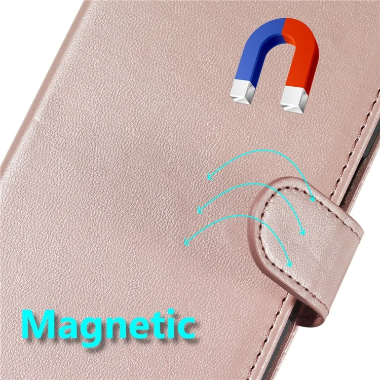 For Honor Magic7 Pro 5G Case PU Leather Flip Phone Cover Wallet Card Slot Holder - Rose Gold