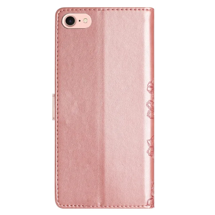 Funda para iPhone 16e con Mariposas y Flores, Antigolpes, Cartera de Cuero PU - Oro Rosa