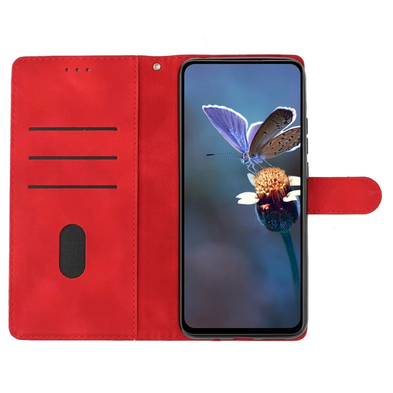 For Google Pixel 9a Case Butterfly Flower Pattern Skin-Touch Leather Phone Cover - Red