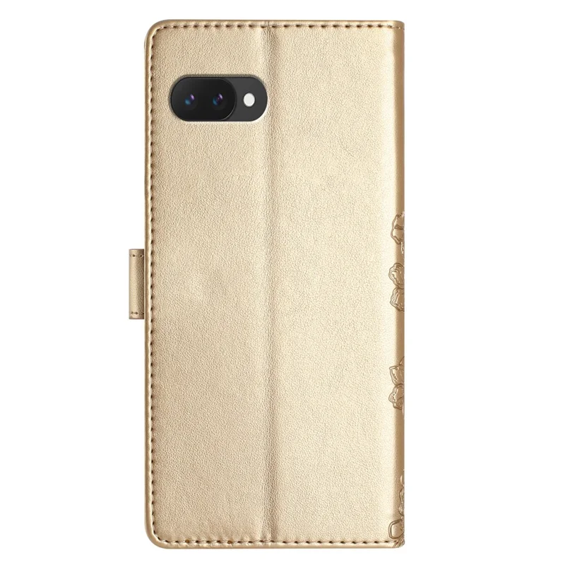 Capa para Google Pixel 9a Borboleta Floral à Prova de Queda em Couro PU com Carteira - Dourado