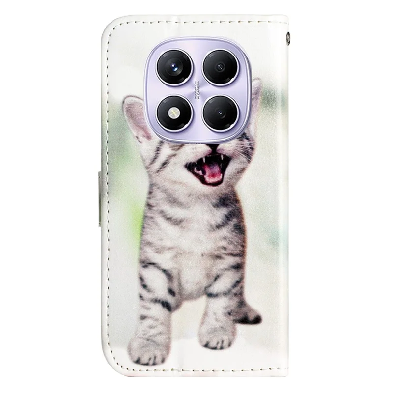 Capa Carteira para Xiaomi Redmi Note 14 Pro 4G com Design Estampado de Couro - Gato