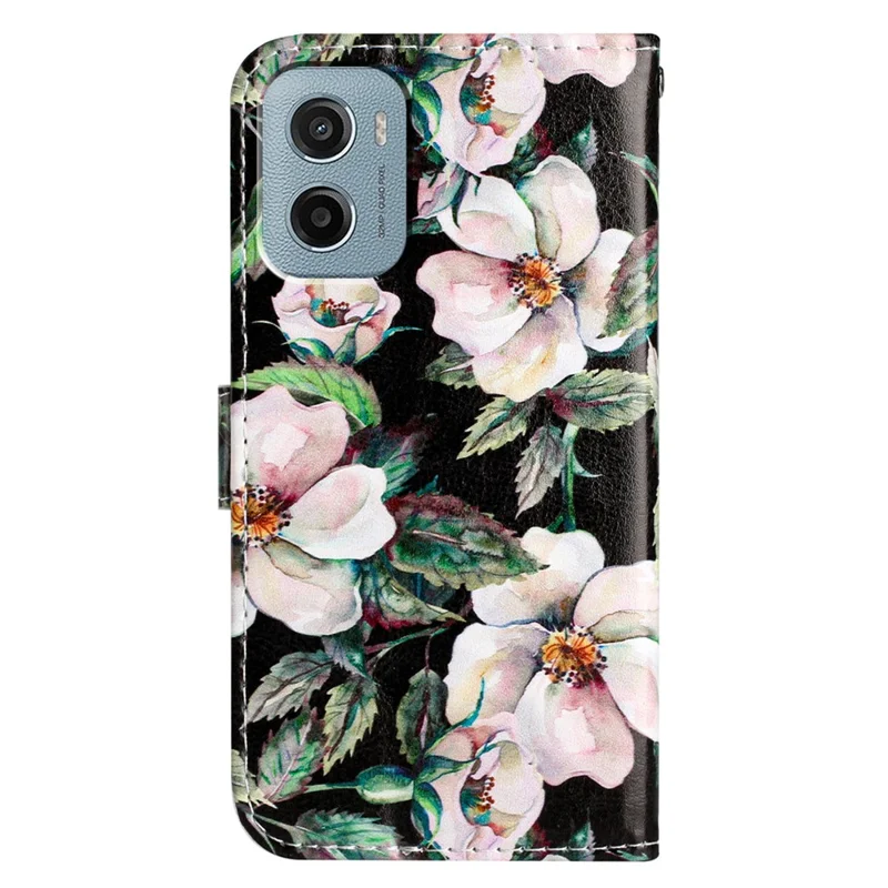 Pour Motorola Moto E15 4G / G05 4G Étui portefeuille Motif imprimé Housse de téléphone en cuir - Magnolia