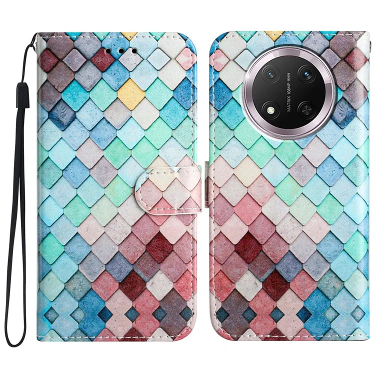 Wallet Case for Honor X9c 5G / Magic7 Lite 5G / X60 Pro 5G Printed Pattern Design Leather Phone Cover - Grids