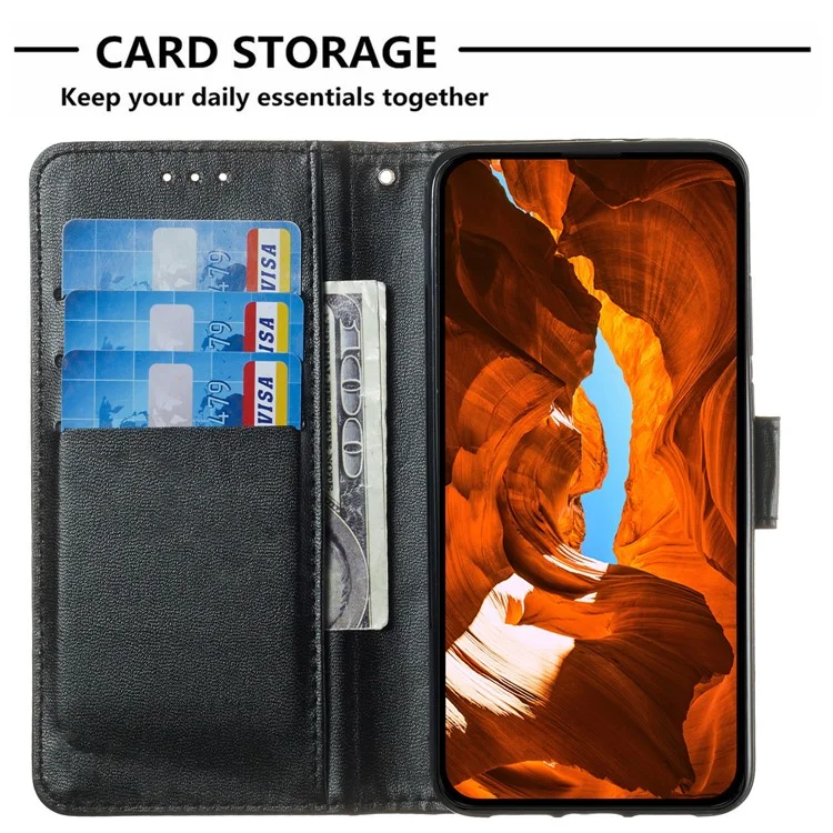 For Motorola Moto G15 4G Case PU Leather Flip Phone Cover Wallet Card Slot Holder - Black