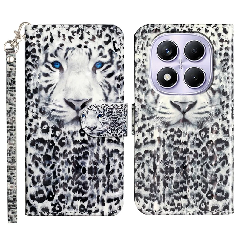 For Xiaomi Redmi Note 14 Pro 4G Wallet Case Pattern Printed Phone Leather Phone Cover - Leopard