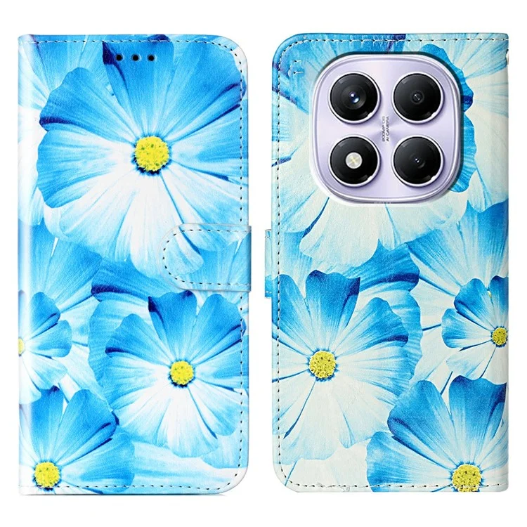 Pour Xiaomi Redmi Note 14 Pro 4G Étui Marbre Peint Portefeuille Support Rabattable Housse en Cuir avec Design à Rabat - Orchidée