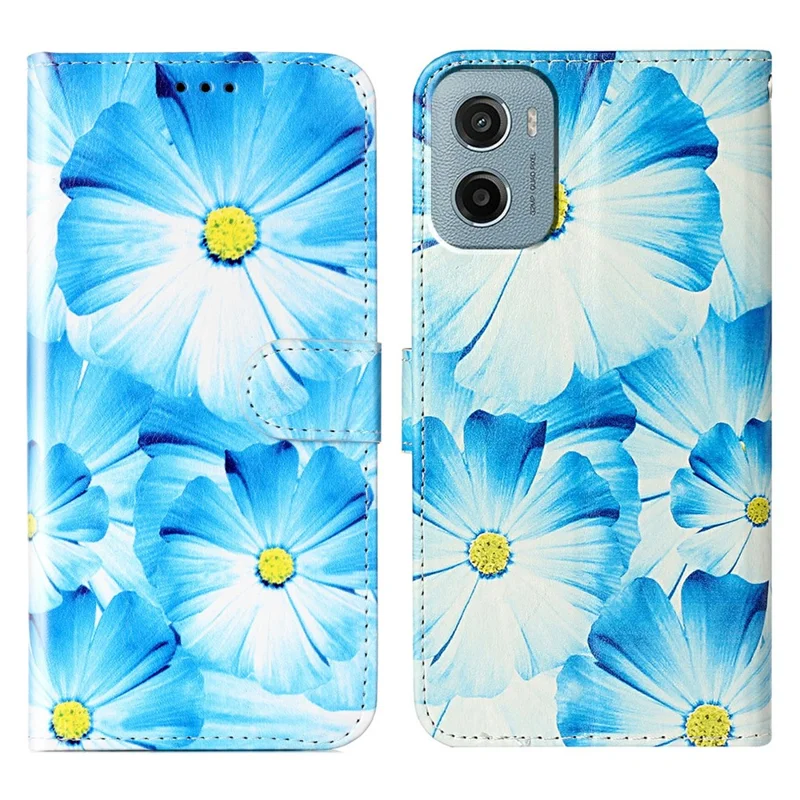 Pour Motorola Moto E15 4G / G05 4G Étui Support en Cuir avec Rabat et Motif Marbre - Orchidée