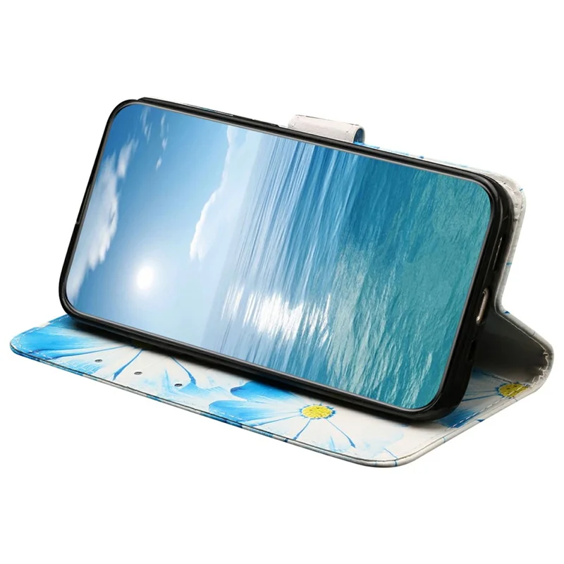 Pour Motorola Moto E15 4G / G05 4G Étui Support en Cuir avec Rabat et Motif Marbre - Orchidée