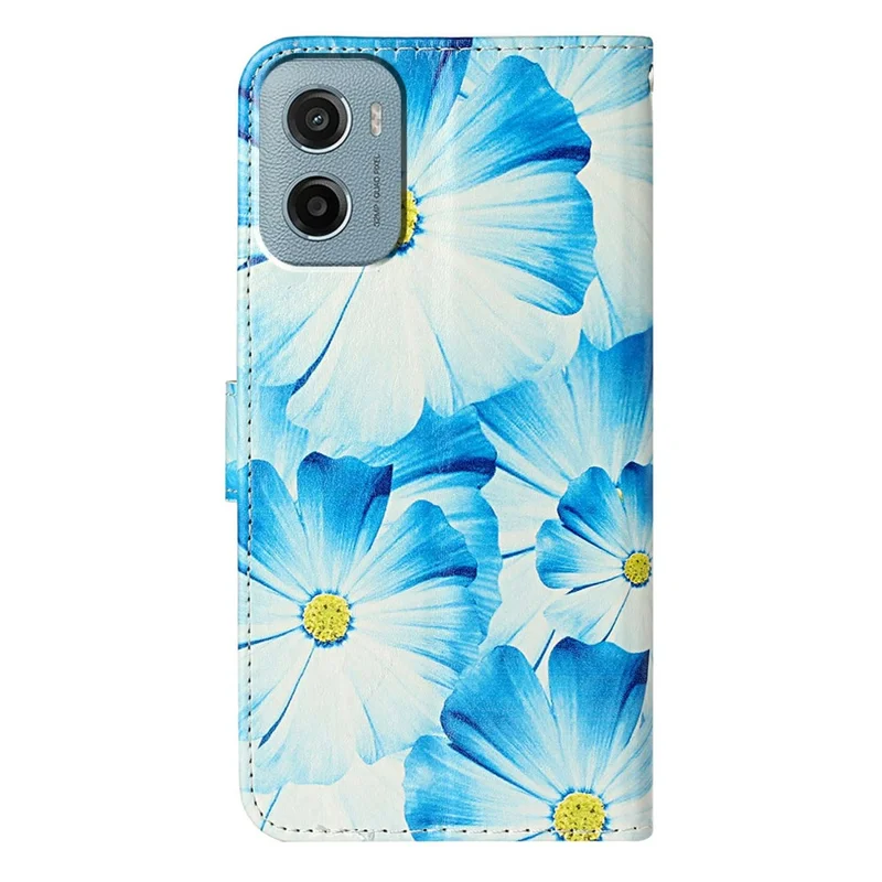 Pour Motorola Moto E15 4G / G05 4G Étui Support en Cuir avec Rabat et Motif Marbre - Orchidée