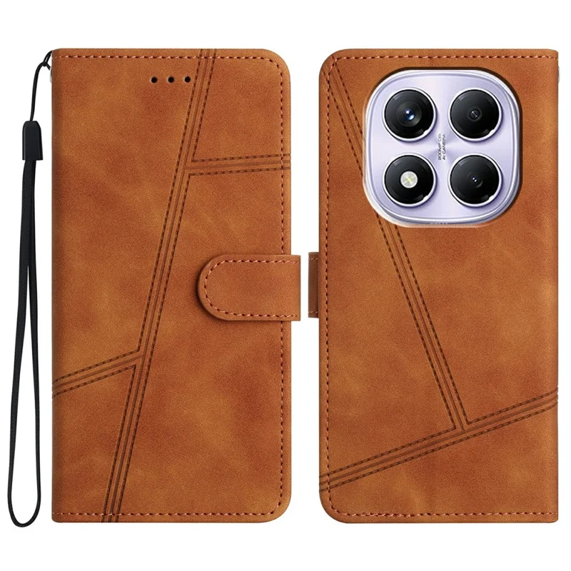 For Xiaomi Redmi Note 14 Pro 4G Case Flip Leather Retro Phone Cover Lines Imprinted - Brown